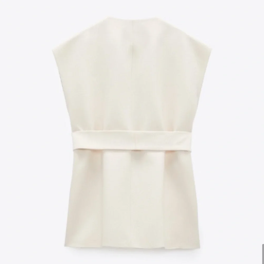 Zara Cream Sleeveless Belted Oversized Vest M/L - Picture 9 of 9